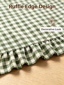 Plaid Ruffled Oven Door Curtain With Bow, Farmhouse Style Kitchen Oven Handle Cover, Detachable Decorative Kitchen Cabinet Curtain, Home Kitchen Decor - Ruffled Edge - View 8