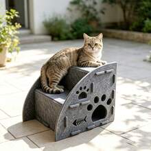 4-Layer Pet Ramp Ladder For Cats And Dogs, Non-Slip Bed Steps, Multi-Layer Climbing Pad For Old And Young Dogs And Cats - Grey - View 5