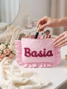 Personalized Ruffle Edge Bridal & Bridesmaid Storage Bag, Bridesmaid Gift Personalized Makeup Bag, Ceremony Preparation Gift, Customized Name Wedding Gift Storage Bag - Multicolor - View 6