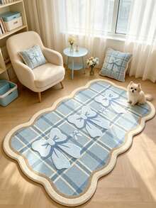 1pc Pink Bow Cream Style Decorative Rug, Bedroom Decor, Small Rug, Carpet, Home Decor, Living Room Rug, Living Room Small Rug, Bedroom Rug, Living Room Home Decor, Outdoor Rug, Washable Rug - Multicolor 11 - View 5