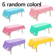 6pcs Plastic Macaron Color Tablecloths, Multi-Color Disposable Rectangular Tablecloths, Solid Color Tablecloths, High-End Fresh Colors, High Quality Suitable For Weddings, Birthday Parties, School Events, Family Gatherings, Spring Easter And Summer Party Decorations - Multicolor - View 9