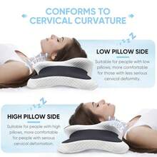 Ergonomic Memory Foam Butterfly Neck Pillow With C-Shaped/Dual Height Adjustment, Transparent Protective Cover Support, Suitable For Side/Back/Stomach Sleeping, Travel And Home Use, Machine Washable - B - View 5