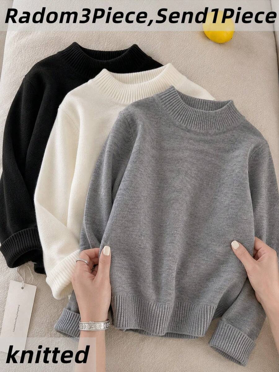Boys' Preppy Solid Color Crew Neck Long Sleeve Knit Pullover Sweater, Suitable For School And Casual Wear In Spring, Autumn And Winter - Grey - View 1