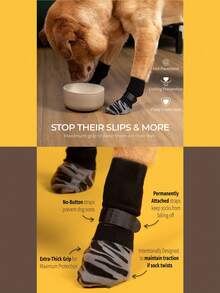 4pcs Anti-Slip Dog Socks, Double-Sided Grip Soft & Breathable, Noise-Reducing Non-Slip, For Medium To Large Dogs And Senior Dogs, Indoor Pet Socks And Leg Protection - Multicolor - View 3