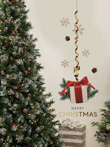 mama look 1pc, Multi-Style, Christmas Decoration Wall Sticker, Santa Claus, Snowman, Reindeer, Gift Box Pattern, PVC Self-Adhesive Removable Wall Sticker, Suitable For Bedroom, Living Room, Kitchen, Dining Room, Bathroom Background Wall, Can Cover Imperfections - Multiple Styles - View 6