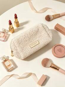 Yves Saint Laurent YSL Saint Laurent Cream Apricot Teddy Fleece Makeup Bag, Ins High-End Plush Handheld Touch-Up Pouch For Women - Plush Makeup Bag - View 3
