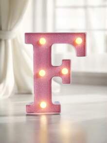 1pc Pink Sequin Glowing Letter/Number Desktop Decorative Night Light, Romantic Proposal Birthday Party Atmosphere Light, Guide Light - Q2-pink Letter Light - View 48