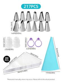 115/120/217 Pcs Cake Decorating Kit, Piping Bags And Tips Set With Disposable & Reusable Pastry Bags, Icing Nozzles, Scrapers, Couplers, DIY Baking Tools For Holiday Birthday Cake Cupcake Cookie - View 8