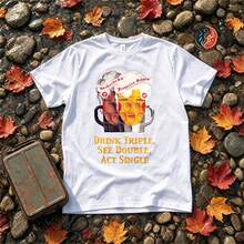 Cartoon Beer Mug Graphic Oversized Cotton Tee, Funny Slogan Loose Short Sleeve Oktoberfest Beer Party Top - White - View 7