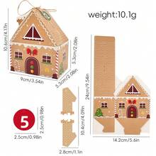12pcs Christmas Gingerbread House Gift Boxes, 10*9.5*5.5cm, Christmas House Shaped Snack Boxes With Jute Rope And Hanging Decor, Suitable As Christmas Advent Decoration Holiday Candy Gift Boxes - View 3