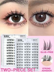 180/90 Cluster Lash Extensions, Glue-Free, Removable, C 0.07 Natural Look, DIY Eyelash Extension, False Lashes, Natural Cluster, Cosplay Lashes, 10 Rows, Glue-Free Lashes, Natural Lengthening False Lash Clusters, Women Eye Makeup, Party, Club, Makeup Tools, Lash Clusters, Lash Clusters, Individual Lashes, Eyelashes, False Eyelashes - Black - View 18