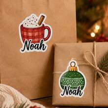 20-200pcs Custom Christmas Name Stickers, Personalized Gingerbread Stocking Tree Gift Labels, Festive Holiday Style, Customized Gift Stickers, Customizable Name Labels, Christmas Gift Wrapping Decor, Holiday Party Favors, Christmas Stickers - Style B - View 5