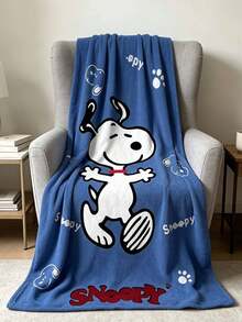 Snoopy White Background Big Head Multi-Character Cartoon Dog Print Flannel Throw Blanket, Graffiti Pattern, Soft And Comfortable, Suitable For Sofa, Bedroom And Daily Home Decor - Multiple Styles - View 9