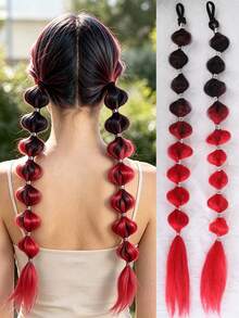 2pcs Synthetic Braided Colorful Ponytail Wig Extensions Bubble Lantern Braided Ponytail Wig For Cosplay Party Halloween Christmas - Multicolor - View 11