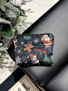 1pc Christmas Storage Bag Gift Pouch Santa Claus Gift Bag Cosmetic Bag Toiletry Bag Clutch Bag Fabric Bag - Multicolor - View 4