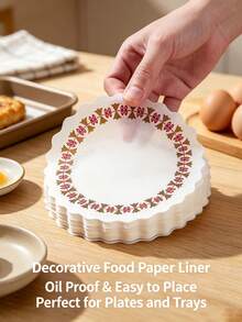 100PCSDecorative Lace Paper Doilies, Grease‑Resistant Disposable Paper Sheets, Oil Absorbing Lace Placemats For Fried Food, Baking, Restaurant, Party, Home Kitchen Food Serving Decor - Multicolor - View 10