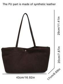 Nicekee Casual Simple Solid Color Large Capacity Handbag, Versatile, Personalized And Fashionable Shoulder Bag, Suitable For Commuting Shopping Travel - Coffee Brown - View 6