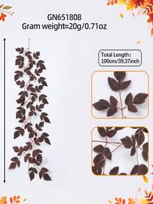 1/2件 100cm/39.37in 秋季人造紅褐色葉子仿真植物，秋季萬聖節裝飾 - 100cm秋色 - 查看 6