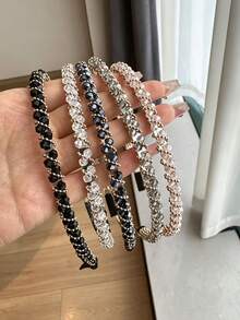 5pcs Women's Rhinestone Crystal Headbands, Luxury High-End Texture, Elegant Minimalist, Hair Accessories - Multicolor - View 2