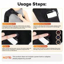 Hailicare USB Powered Heating Shoulder Wrap, 3‑Level Temperature Control Red Light Shoulder Pad With 660nm Red Light Beads, Thermal Shoulder Support For Home & Office Daily Use, No Built‑In Battery, Warm Gift For Family And Friends - Black - View 8