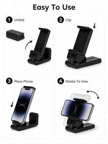 2pcs/1pc Airplane Phone Holder, Adjustable Foldable Clip-On Mount For Tray Tables And Seat Backs, Portable Travel Phone Stand With Non-Slip Pad For Desk Use And Hands-Free Viewing On Long Flights, Travel Essential - Multicolor - View 6