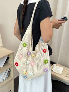 2026 Spring Fashion New Woven Crossbody Bag, Suitable For Daily, Casual, Outing, Travel, Vacation - White - View 4