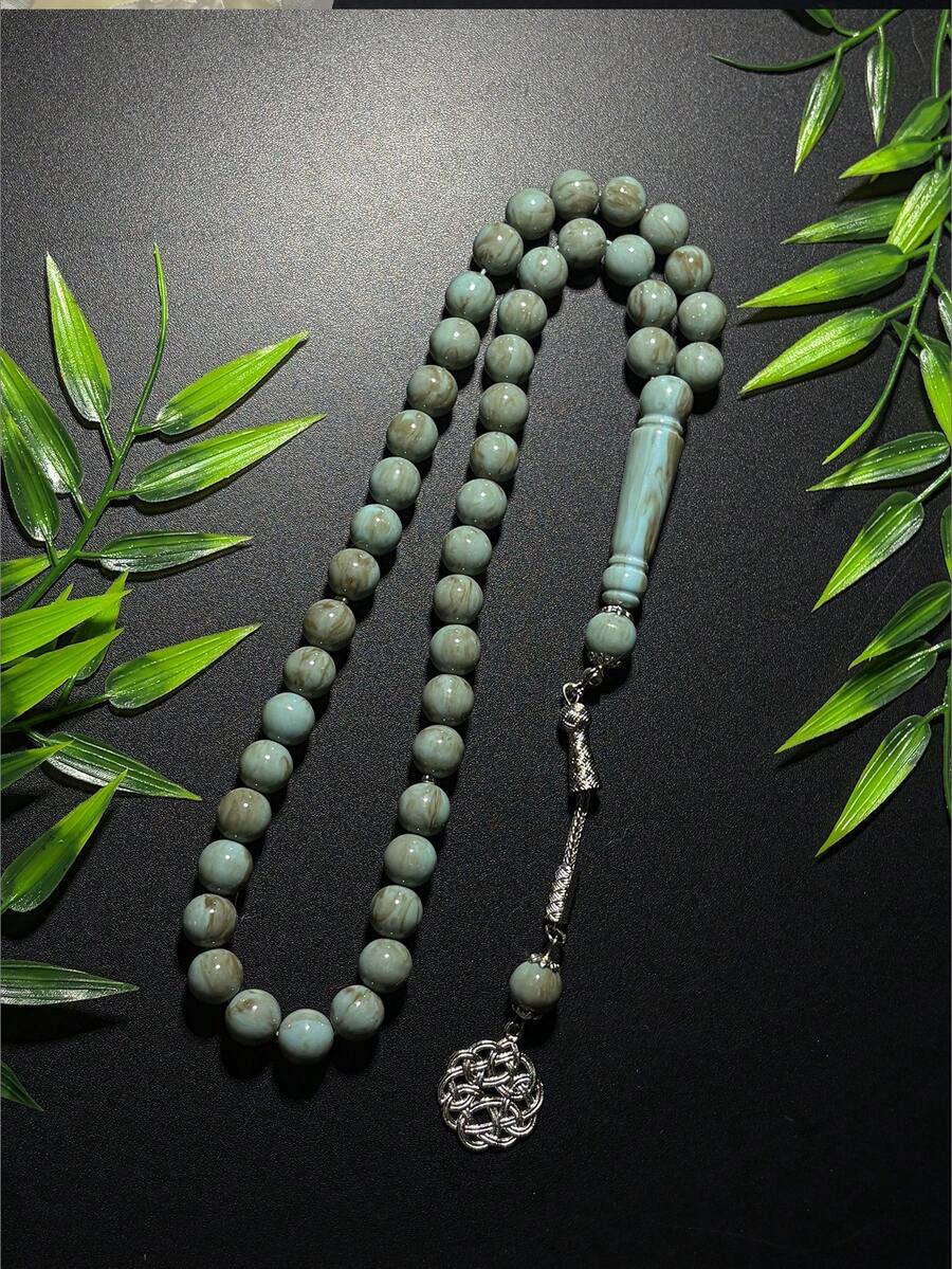 1pc New Ramadan Resin 45-Bead Metal Single Tassel Tasbih Prayer Beads, Universal Ramadan Prayer Bracelet, Portable Religious Hand String
