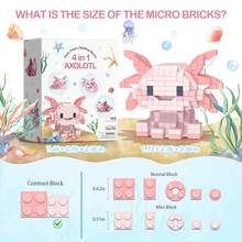 4-In-1 Salamander Model Building Blocks Set, Creative Desktop Decoration, Micro Particle Building Blocks Toy, 1264PCS Building Blocks Gift Box, Brick Assembly Toy, New Year Gift/Christmas Gift/Holiday Gift - Pink - View 3