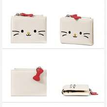 Cute Cat Embroidery PU Leather Short Bifold Wallet With Bow Zipper Charm, Snap Closure Multi Card Slots Coin Purse For Women Girls - Multicolor - View 5