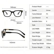 SIPHEW Unique New Arrival Square Clear Lens Eyeglasses, High Quality Sturdy Frame, Reinforced Metal Hinges Smooth Surface Durable Daily Fashion Glasses - 1234 C1 Black Silver Frame - View 6