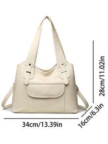 Authentic Brand Soft PU Leather Handbag Women's Tote Bag Shoulder Crossbody Messenger Bag Large Capacity - White - View 5