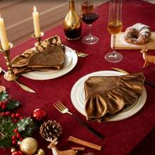 1/2/4pcs Round Pleated Ruffle Placemats, Creative Table Decor For Home Gatherings, Parties, Christmas And Daily Decoration - Coffee Brown - View 7