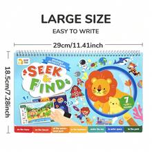 Reusable Search & Find Activity Book, 7 Life Scene Search Games, Includes 1 Erasable Pen Busy Book, Educational Learning Toy, Children's Gift, Halloween, Christmas - Multicolor - View 13