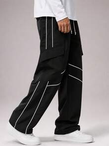 CZRLHYT Men's Long Pants, Suitable For Outdoor Travel, Hiking, Fitness And Other Outdoor Sports, Multi-Functional Multi-Pocket Drawstring Cargo Pants - Black - View 1