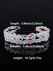 MOONSO 1pc Luxury Cubic Zirconia Decorated Bracelet, Suitable For Women's Daily Wear, Party, Banquet, Wedding And Other Occasions - Silver - View 3