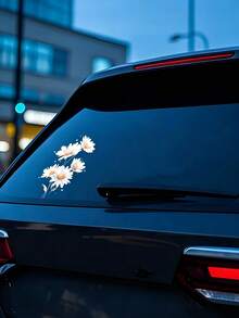 Daisy Flower Car Sticker Artistic Floral Car Decal Window & Trunk Decor Waterproof Sun-Proof Personalized Car Body Sticker - A - View 4
