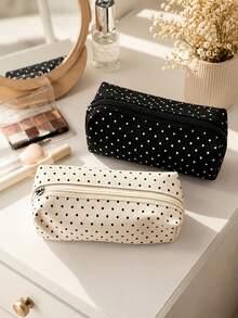 Campus Style Polka Dot Pencil Case/Stationery Storage Bag - Multi-Functional Large Capacity Design, Also Can Be Used As Creative Multi-Purpose Pencil Case Or Portable Travel Makeup Bag, Suitable For Students And Adults Daily Use, 1pc, Room Decor, Storage, Christmas, Wedding, Travel Essential - Multicolor - View 3