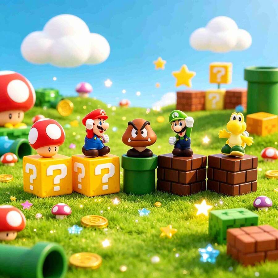 SUPER MARIO BROS. 1set/5pcs نماذج شخصيات S-Uper، زينة مكتبية أنمي فاخرة، هدية احتفالية مميزة للأقارب والأصدقاء (نمط عشوائي) - متعدد الألوان - مشاهدة 1