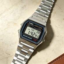 Casio Waterproof Classic Retro Silver Small Square Quartz Movement Steel Band Watch - Silver - View 6