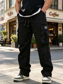Men's Casual Sports Long Pants, Cargo Outdoor Street Style, Thin Black For Spring And Autumn - Black - View 2