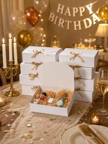 10/4/2 Packs - White Covered Gift Box With Ribbons, Suitable For Bridesmaid Invitations, Weddings, Birthday Gifts, Party Showers And Other Parties, Valentine's Day Gifts And Other Occasions. - Multicolor - View 1