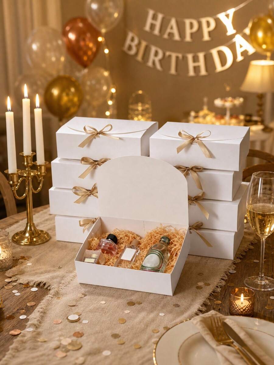 10/4/2 Packs - White Covered Gift Box With Ribbons, Suitable For Bridesmaid Invitations, Weddings, Birthday Gifts, Party Showers And Other Parties, Valentine's Day Gifts And Other Occasions. - Multicolor - View 1