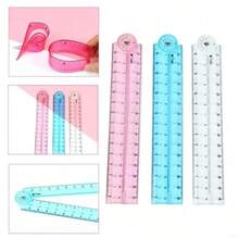 1Pc/2Pcs 30cm Colorful Transparent Foldable Flexible Plastic Ruler, Bendable Straight Ruler With Clear Scale, Multipurpose Drawing Tool, For Sketching Drafting Homework Office Work, Back To School Stationery Gift - Multicolor - View 3