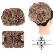 Moño de novia sintético grande y desordenado con rizos, chignon con peine y clips, funda para coleta, extensión de coleta de cabello sintético natural falso - Multicolor - Ver 11