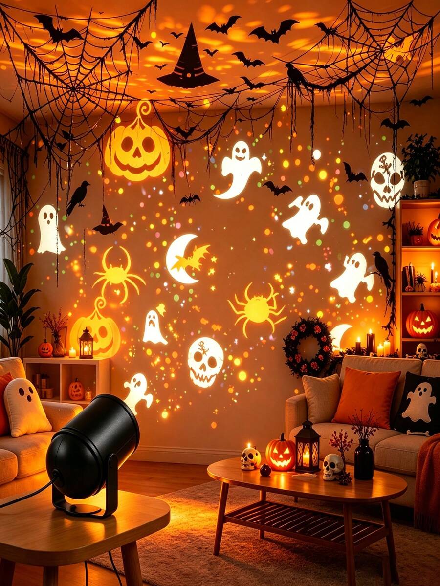 Halloween Atmosphere Projector Lamp, USB Plug‑In Power, Multi‑Angle Rotatable Bracket, Multi‑Style Festival Patterns, Decor Light For Living Room Indoor Wall & Home Party Scene - Projector Lamp - View 1