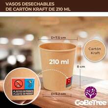 100 Vasos Desechables de Cartón Kraft 210 ml / 7 oz. Resistentes, A Prueba de Fugas. Ideal para Café, Té y Bebidas Refrescantes. - 100 unidad(paquete de 1) - Ver 2