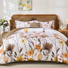 8 Pieces Yellow Floral Comforter Set Queen King, Botanical Bed In A Bag,Elegant Bright Flower Reversible Soft Microfiber Comforter Bedding Set Halloween Decor Fall Home Decor Room Bedroom Deocr Christmas Gift All Season - Yellow-1325 - View 19