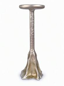 1pc Hammered Texture Pillar Candle Holder, Vintage Distressed Silver Flared Base Tall Candle Stands, Rustic Wabi-Sabi Decorative Candlestick For Dining Table Centerpiece Fireplace Mantel Home Decor - Silver Hill - View 8