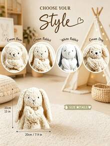 Customized Embroidered Name Plush Animal Comfort Blanket, Personalized Rabbit, Bear Or Puppy Soothing Companion, Custom Memorial Gift, Gift For Expectant Mothers, Adorable Home Decor - Multicolor - View 7