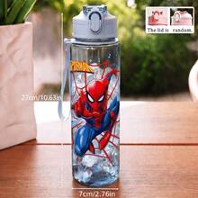 1pc 5 Colors Spider-Man Style Anti-Spill Flip Top Sports Water Bottle, Back To School Essential, Car Accessory, Portable & Fashionable Design, 750ml-27oz Travel Cup With Strap, Straw And Lid, Cute Design, High Quality, Leak-Proof, Shock-Proof, Durable Outdoor Sports Water Cup, Large Capacity Portable Cup, Suitable For Short Trips, Hiking - Multicolor - View 8
